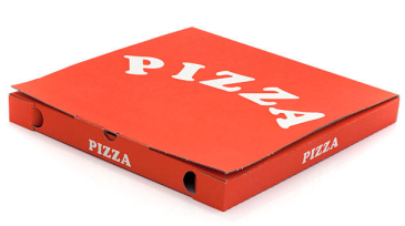 Red empty pizza box.